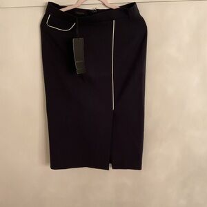 Escada Navy Pencil Skirt with White Accent